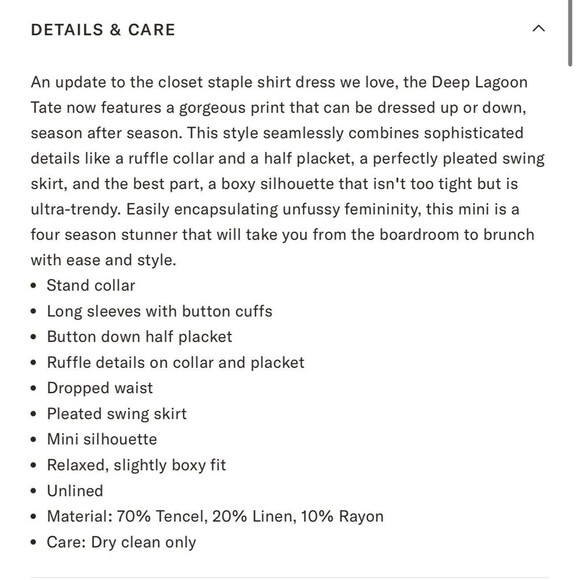 TUCKERNUCK Deep Lagoon Tate Mini Dress Green Blue Size XS Drop Waist Long Sleeve - Picture 10 of 15